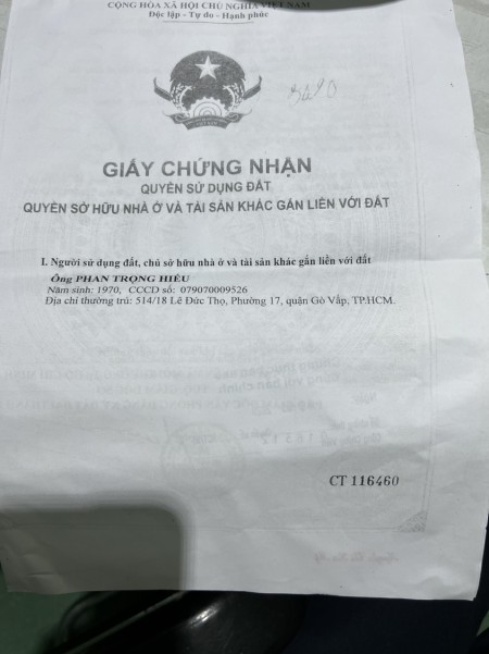 Bán nhà 2 lầu hẻm Lê Đức Thọ phường 17 Quận Gò Vấp khu an ninh, giá tốt