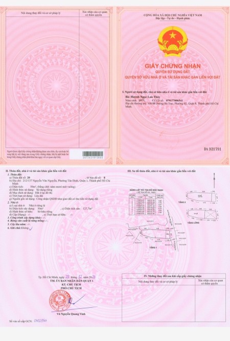 Chính chủ nhà Tân Định Quận 1 tp.hcm khu dân trí cao giá tốt đầu tư