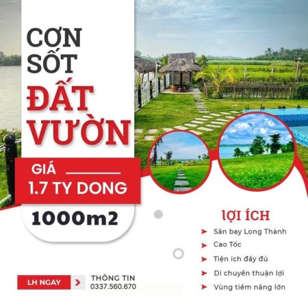 Đất vườn Cẩm Mỹ-Đồng Nai nhiều chính sách ưu đãi, lh 0346243541