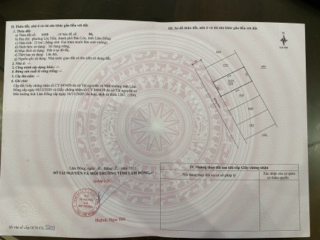 1,2 tỷ sở hữu lô đất 215m2 full thổ cư ngay trung tâm Tp Bảo Lộc
