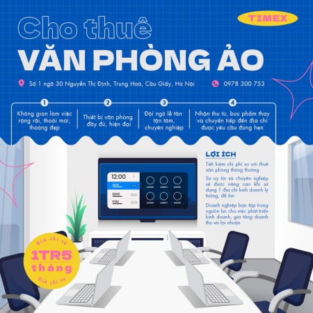 Cho thuê văn phòng ảo số 1 ngõ 30 phố Nguyễn Thị Định, phường Trung Hà, Cầu Giấy, Hà Nội