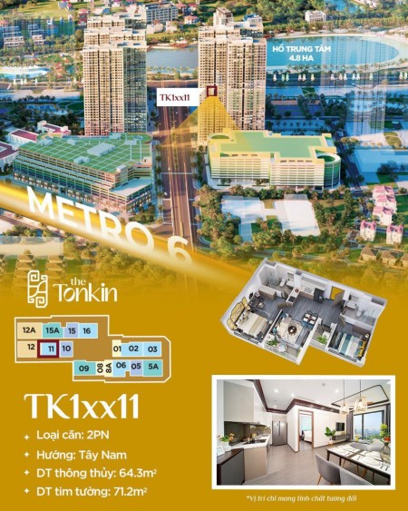Bán nhanh căn 2 phòng ngủ 71m2 TK1 tại Nam Từ Liêm DA Vinhomes Smart City giá 3.2 tỷ