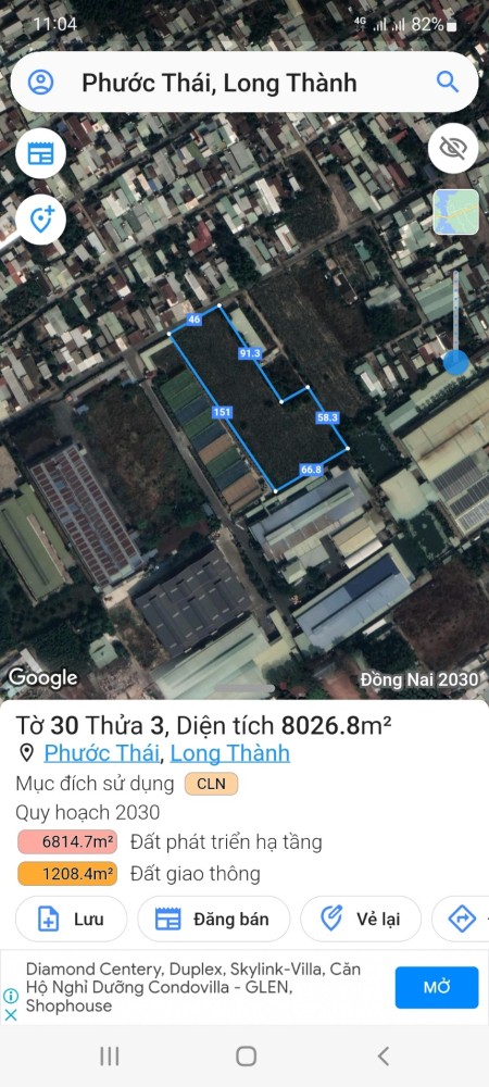 Mặt tiền Long Phước, Long Thành diện tích gần 8000m² giá tốt đầu tư, KDC sầm uất