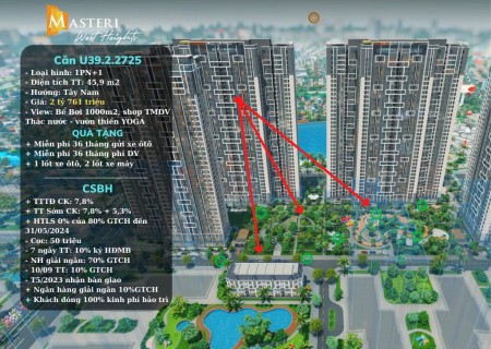 Tôi cần bán gấp căn 1 pn+1, 1 wc hướng Tây Nam view nội khu phân khu đẳng cấp vip 5* của dự án