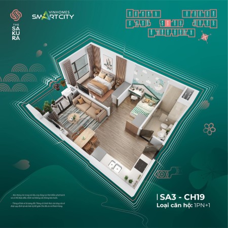 Chính chủ bán căn 1PN+1 tầng 18 toà SAKURA liên hệ 0866158882
