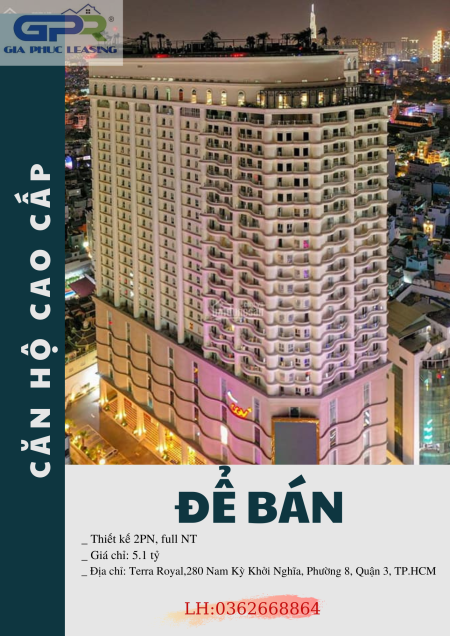 Căn hộ Terra Royal Quận 3, diện tích 58m2, 2PN, cần bán 5.x tỷ