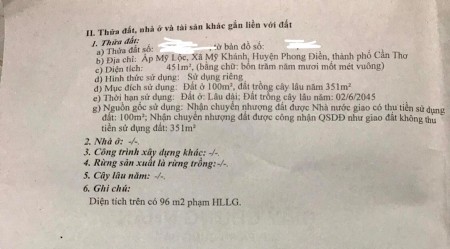 451m2 Đất Mặt tiền Siêu đẹp Trường Tiền - Bông Vang, Mỹ Khánh, Cần Thơ chỉ 13tr/m2