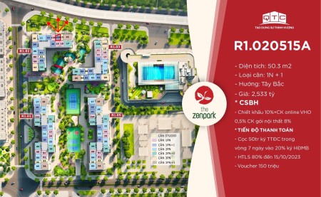 Cần bán 2 căn tòa R1.02 The ZenPark căn hộ cao cấp phân khúc Ruby tại Vinhomes Ocean Park