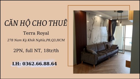 Chính chủ cần cho thuê gấp chung cư Terra Royal, Quận 3. Giá 19tr.LH: 0362668864