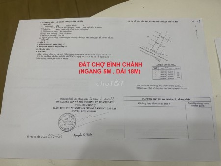 Đất đẹp chợ Bình Chánh, sổ hồng sẵn sang tên liền
