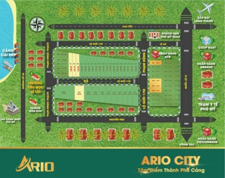 Bán đất Ario City khu vực trung tâm thị xã Phú Mỹ liên hệ 0934049374