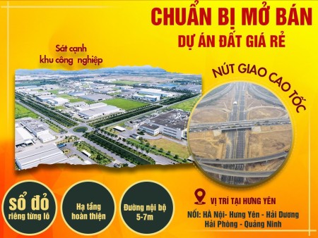 Bán lô đất 2 mặt tiền sát khu quy hoạch công nghiệp lớn nhất tỉnh hưng yên