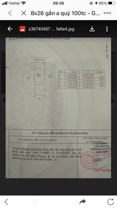 Bán gấp lô đất 8x26m có 100 THỔ CƯ nằm ở thôn 2 vị trí đẹp