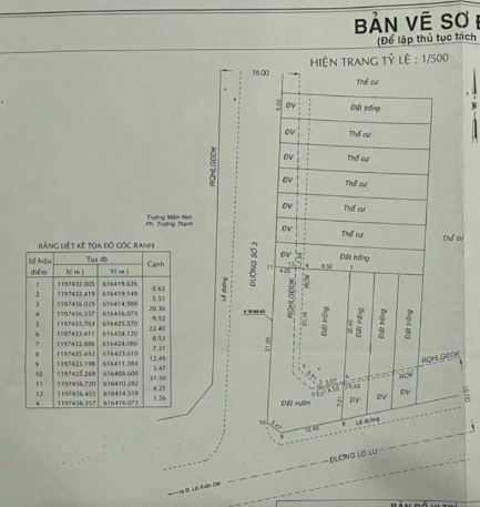 Đất 2 mt Lò Lu Q9, 482m2 sẵn 218m2 thổ cư (16*31,5), 24.5 tỷ