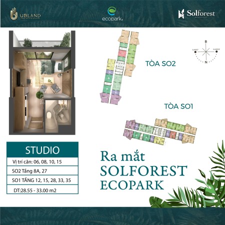 Chủ nhà gửi bán căn hộ 1 ngủ, Sol Foest, Ecopark. Gía 1480 BP. LH 0964109408