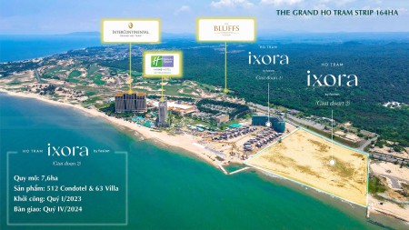 Căn Hộ Biển Nghỉ Dưỡng 5 Sao, Sân GOLF, CASINO. Ixora Hồ Tràm. Giá 2.6 Tỷ/ 53m2, Full NT, CK 9.5%