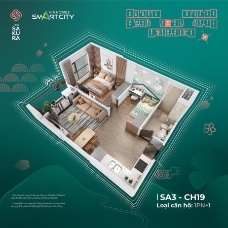 Bán căn hộ 2PN thông minh Sakura - Vinhomes Smart CIty giá 2.4 Tỷ