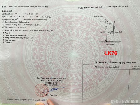 Chính chủ cần bán lô đất đấu giá khu 12 Tiên Kiên - Lâm Thao - Phú Thọ, đất đẹp sinh lời cao
