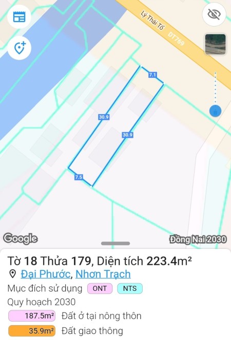 Chủ bán nhanh lô đất khu Nhơn Trạch giá rẻ đầu tư, diện tích 223.4m2