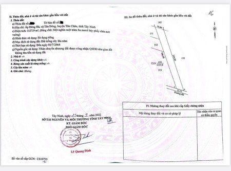 Cần ra lô đất 1137,9m2 ngang 12,13m X dài 106,58m
