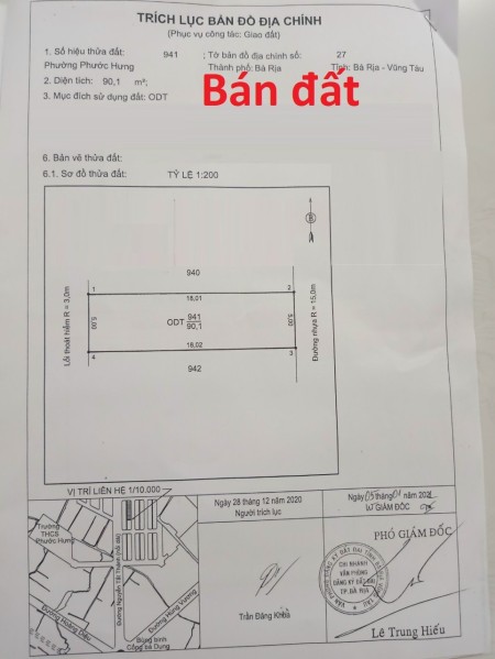 Chính chủ bán đất ở tại đô thị, phường Phước Hưng, thành phố Bà Rịa
