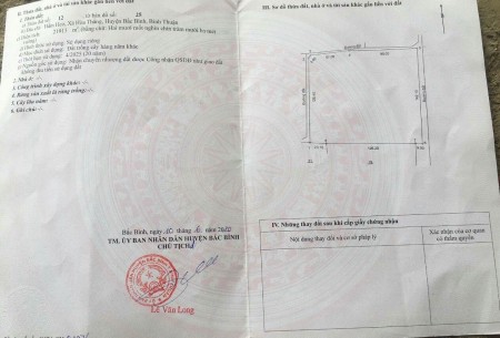 Sổ đẹp giáp 3 mặt tiền đường liền kề Liên Huyện, gần kề khu du lịch Bàu Trắng, cao tốc Phan Thiết