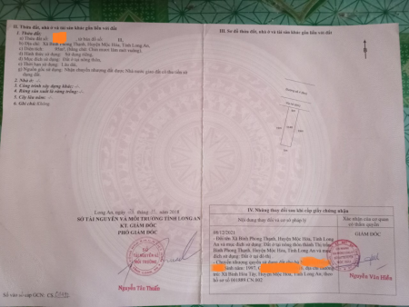 Chính chủ cần bán đất mặt tiền đường 9m full thổ tại Huyện Mộc Hóa, tỉnh Long An
