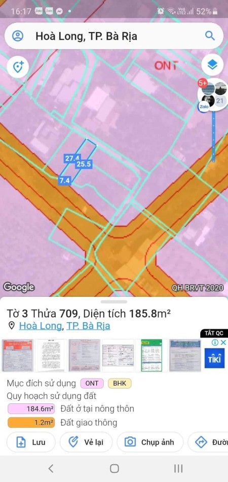 Bán đất đường 78 Hoà Long, nhánh Hương Lộ 2 gần chợ Hoà Long giá 2.19 Tỷ