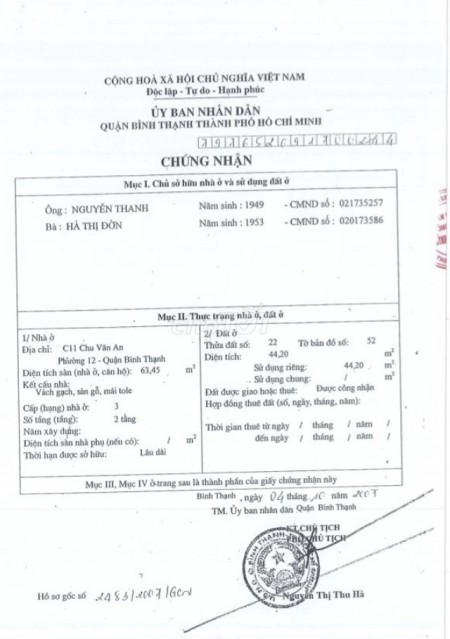 Bán nhà riêng hẻm xe hơi căn góc Chu Văn An, Phường 12, Bình Thạnh
