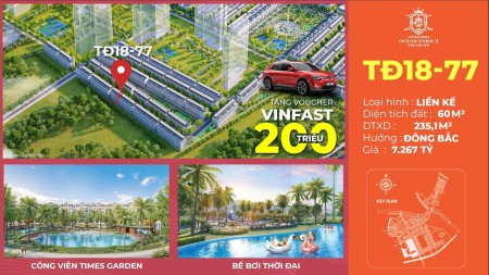 Bán liền kề dãy Thời Đại 18 giá tốt nhất Vinhomes Ocean Park 3- The Crown giá 6,3 tỷ