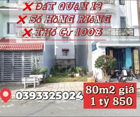 Cần bán vài lô đất trong khu dân cư Tân Thới Nhất Quận 12 giá rẻ