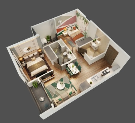 Bán căn hộ 2N2WC 59m view nội khu Nhật hướng ĐN tại Vinhomes Smart CIty giá 2.54 Tỷ