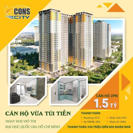 Bán căn hộ Bcons City chỉ thanh toán 20% (340 triệu gồm Vat) ngưng đến khi nhận nhà, lãi suất 0%