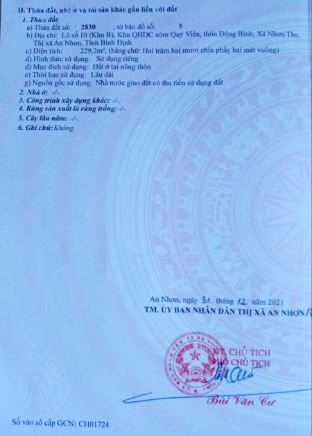Bán đất Quốc Lộ 19, xã Nhơn Thọ, TX An Nhơn