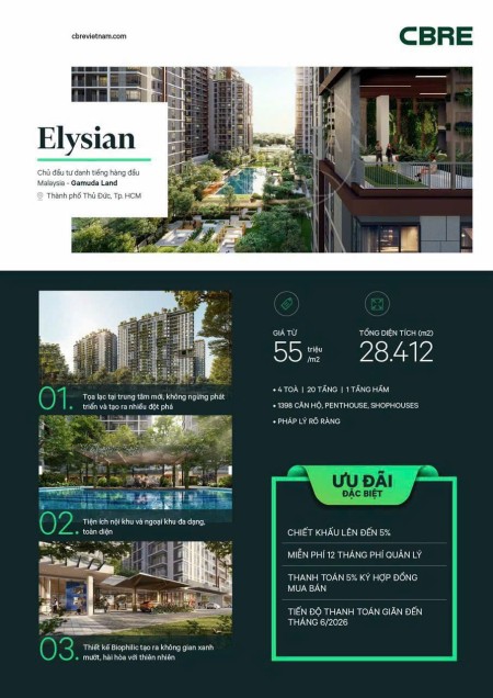 Sở hữu căn hộ 2PN cao cấp. Bán căn hộ Elysian giai đoạn đầu tiên với phương thức thanh toán