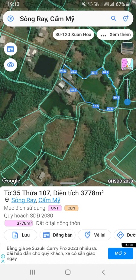 Chú cần ra nhanh mảnh đất 1,8ha Sông Ray, Cẩm Mỹ, Đồng Nai, giá còn TL