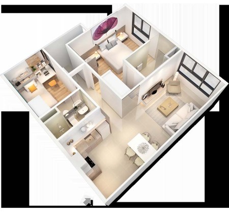 Cho thuê căn hộ CitiHome - Cát Lái quận 2 - 2PN 2WC, diện tích 62M2