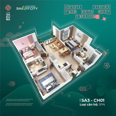 Bán căn hộ 3PN 89m hướng ĐN view nội khu Nhật tại Vinhomes Smart City giá 4.07 tỷ