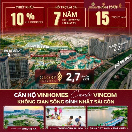 Mở bán đợt 1 Glory Height đẹp nhất Vinhomes, thanh toán 1%/tháng, CK ngay 10% LH 0364 530 ***
