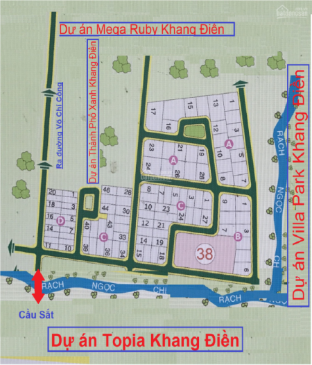 Cần bán ngay 3 nền đất Dự án Dòng sông xanh, gần Topia Garden, đường Bưng Ông Thoàn, có sổ