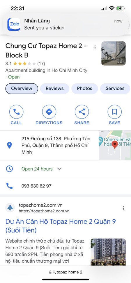 Chính chủ cho thuê căn hộ chung cư 2 phòng ngủ, 2 nhà vệ sinh - TOPAZ HOME 2