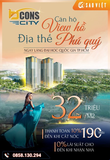 Bcons City - Căn hộ Dĩ An Bình Dương liền kề Làng ĐHQG chỉ với 190 triệu!