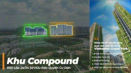 Lumiere Boulevard - Căn hộ compound cao cấp 68% căn hộ view sông vĩnh viễn