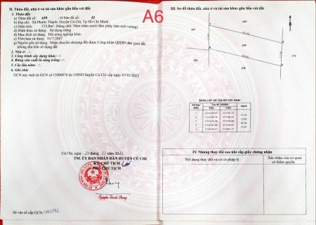 Cần bán hơn 500m2 đất vườn tỉnh lộ 7 , Phước Thạnh Củ Chi SHR Gía chốt 990TR