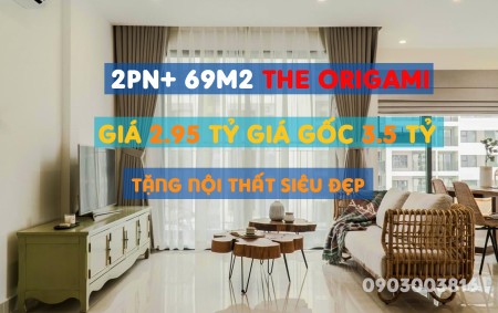 Bán Căn hộ Vinhomes Grand Park Origami giá 2,95 tỷ 2PN+ 69m2 cắt lỗ 600tr (BTP) (Nội thất siêu đẹp)