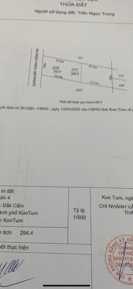 Bán đất diện tích 300m2 thổ cư 166m2 giá đầu tư dân cư đông điện nước máy đầy đủ