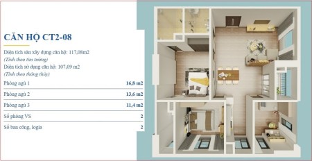 Bán căn hộ góc 08, 107m², BC Đông Nam, tòa CT2 chung cư X2 Đại Kim, giá 32 triệu/m². LH 0903222591