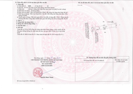 Chính chủ cần bấn đất thổ có sổ sẵn tại Trừ Văn Thố, Bàu Bàng, Bình Dương