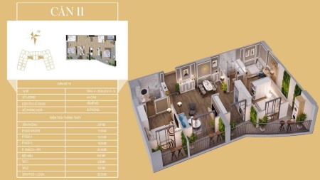 Cần bán căn 3 phòng ngủ 105m2, tầng trung, hướng đông nam view công viên giá chỉ nhỉnh hơn 3,x tỷ