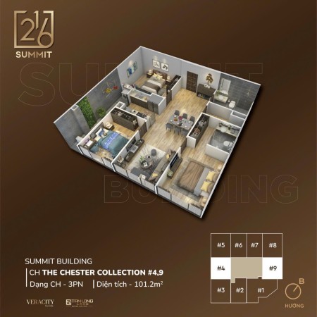 Suất ngoại giao căn 3pn, full nội thất, tầng đẹp Summit Builiding. Giá 5 tỷ x